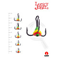 Крючки-тройники для приманок Lucky John 04SET с каплей цвет. 5шт. набор